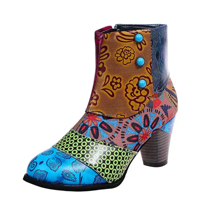 Women's Waterproof Retro-Style Heeled Boots