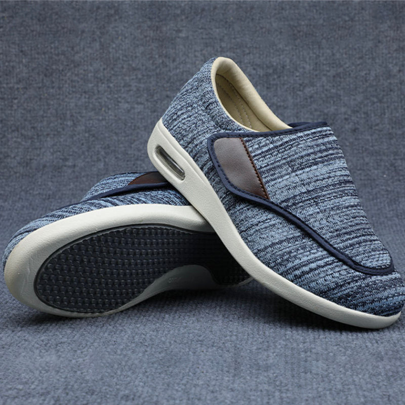 Women's Wide-Fit Comfort Shoes with Velcro – Light Grey