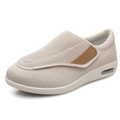 Women's Wide-Fit Comfort Shoes with Velcro – Beige