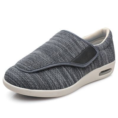 Women's Wide-Fit Comfort Shoes with Velcro – Grey