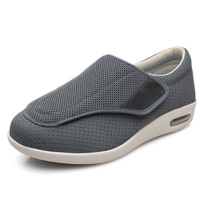 Women's Wide-Fit Comfort Shoes with Velcro – Grey