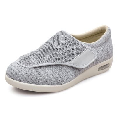 Women's Wide-Fit Comfort Shoes with Velcro – Light Grey