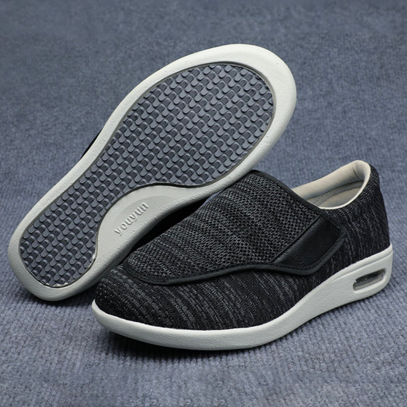 Women's Wide-Fit Comfort Shoes with Velcro – Light Grey