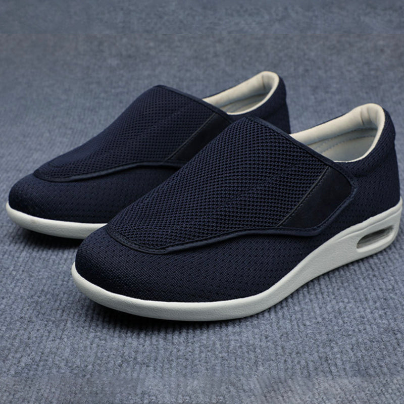 Women's Wide-Fit Comfort Shoes with Velcro – Light Grey
