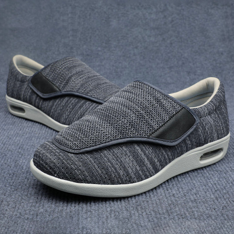 Women's Wide-Fit Comfort Shoes with Velcro – Light Grey