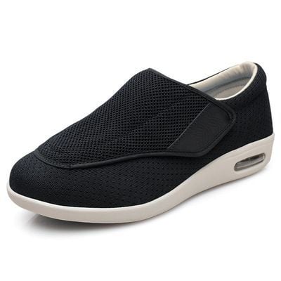 Women's Wide-Fit Comfort Shoes with Velcro – Black