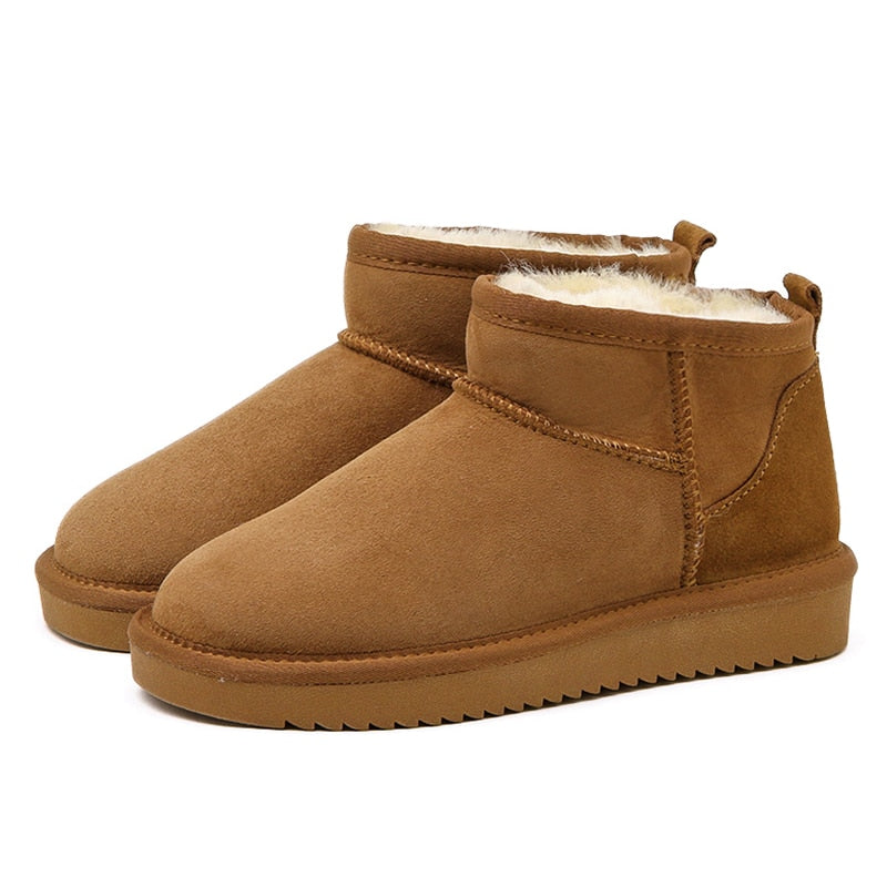 Women's Winter Ankle Boots with Faux-Fur Lining – Brown
