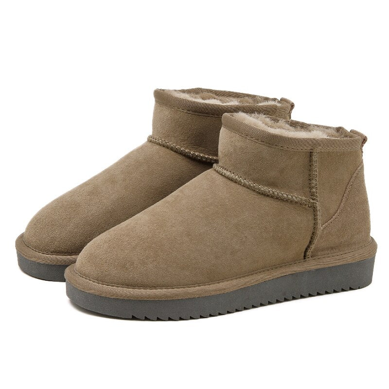 Women's Winter Ankle Boots with Fluffy Lining – Beige