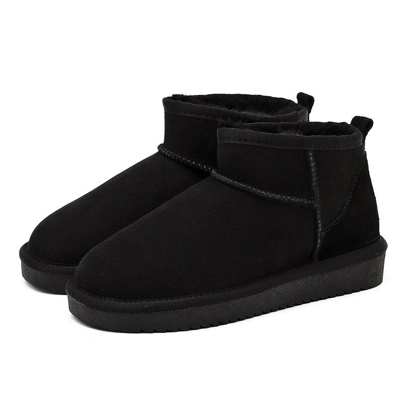 Women's Winter Ankle Boots with Fluffy Lining – Black
