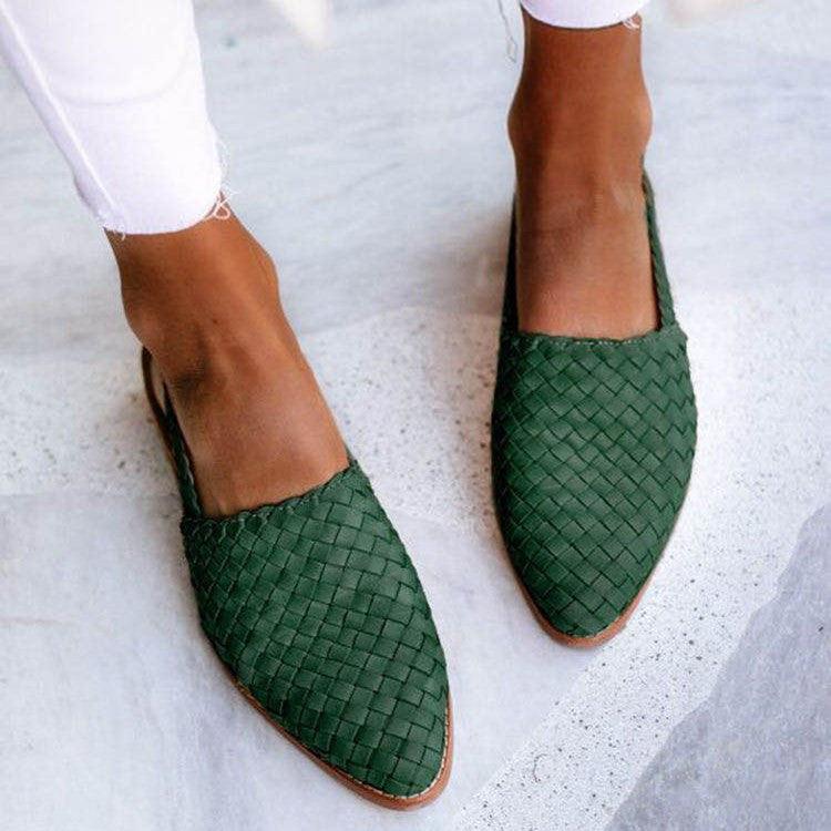 Women's Woven Sandals with Slingback Strap – Green