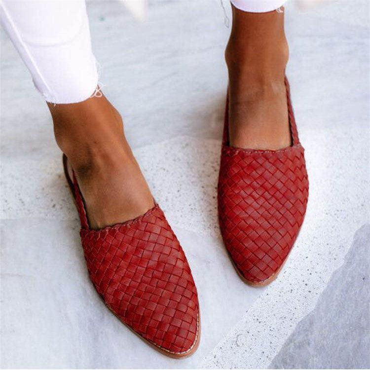 Women's Woven Sandals with Slingback Strap – Red