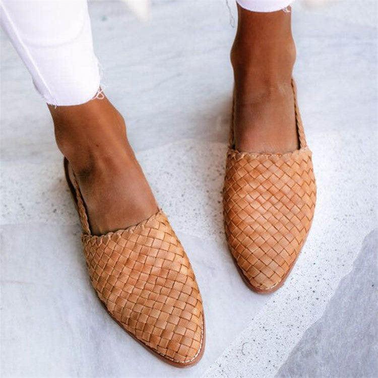 Women's Woven Sandals with Slingback Strap – Light Brown